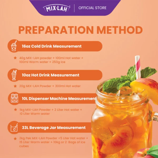 MIX-LAH Peach Iced Tea Powder (1kg)